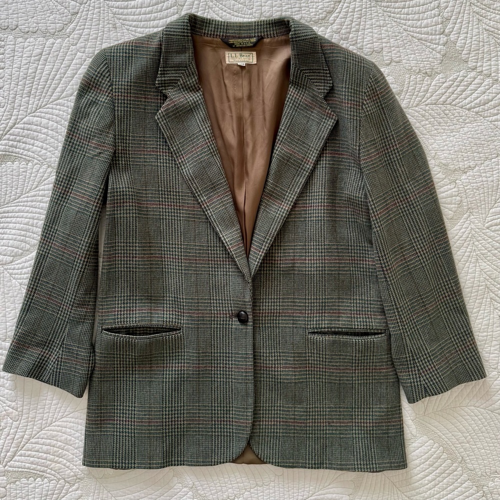 LL Bean Vintage Women's Plaid Blazer Jacket Size 12